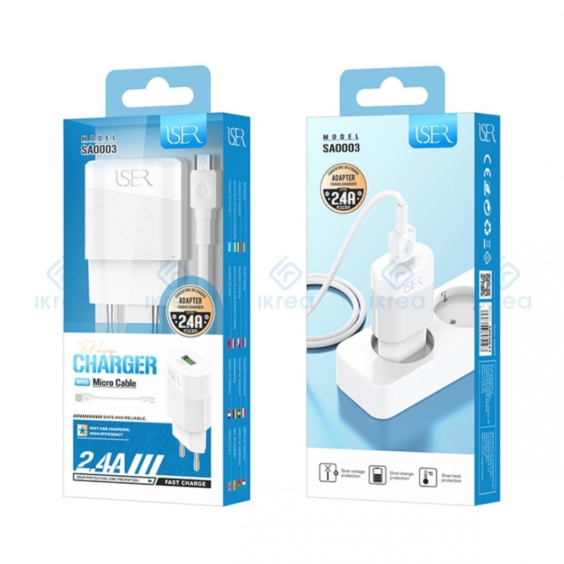 图片 ISER SA0003 CARGADOR 2.4A CON CABLE MICRO USB