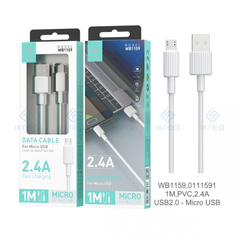 图片 IKREA WB1159 CABLE DE DATOS PVC MICRO USB 2.4A 1M USB2.0