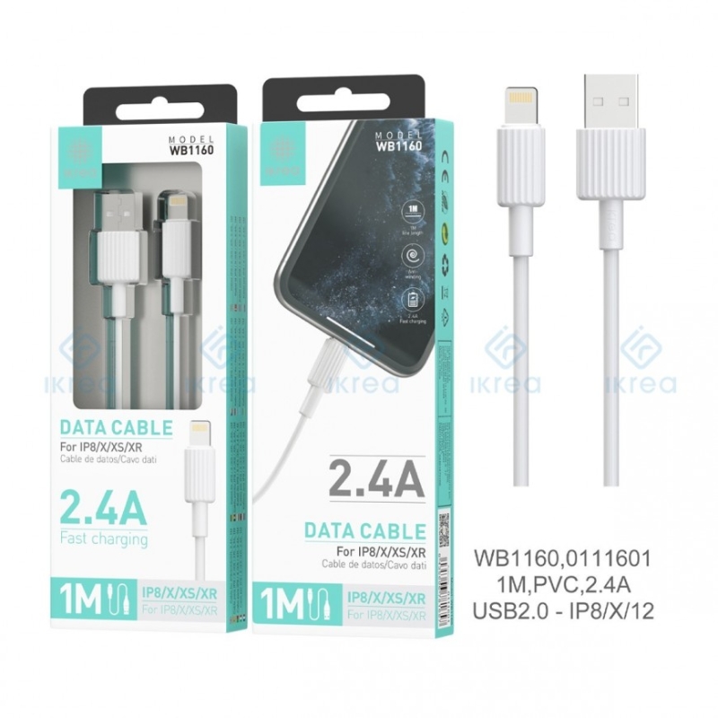 图片 IKREA WB1160 CABLE DE DATOS PVC LIGHTNING 2.4A 1M USB2.0